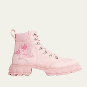 VIRON VEGAN Pink Spiral Combat Boots